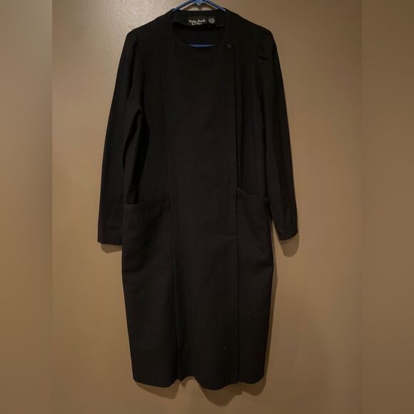 Billy Jack For Her Vintage 100% Wool Black Classy Shift Dress Size 9/10 - Picture 2 of 13